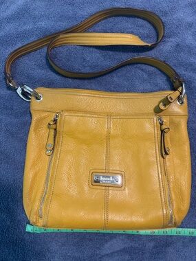 Tignanello Mustard Yellow Leather Crossbody Shoulder Bag
